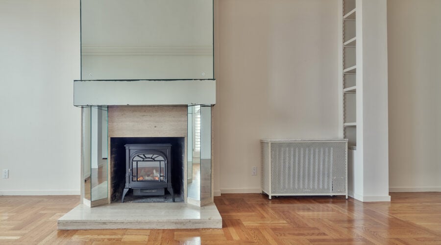 fireplace in white living room