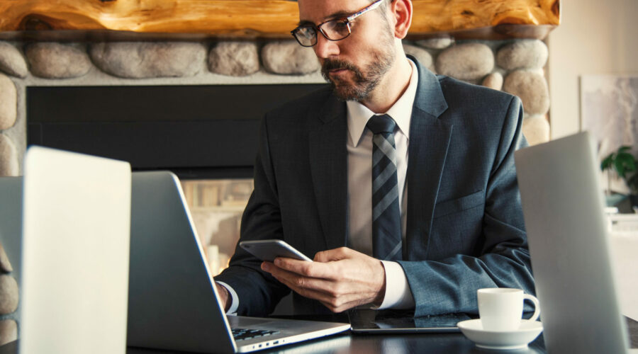 businessman at a laptop