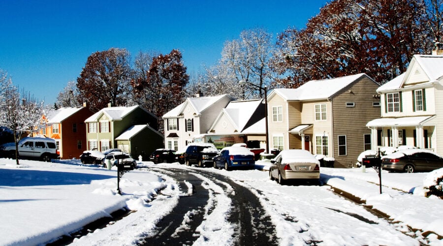 wintery neighborhood