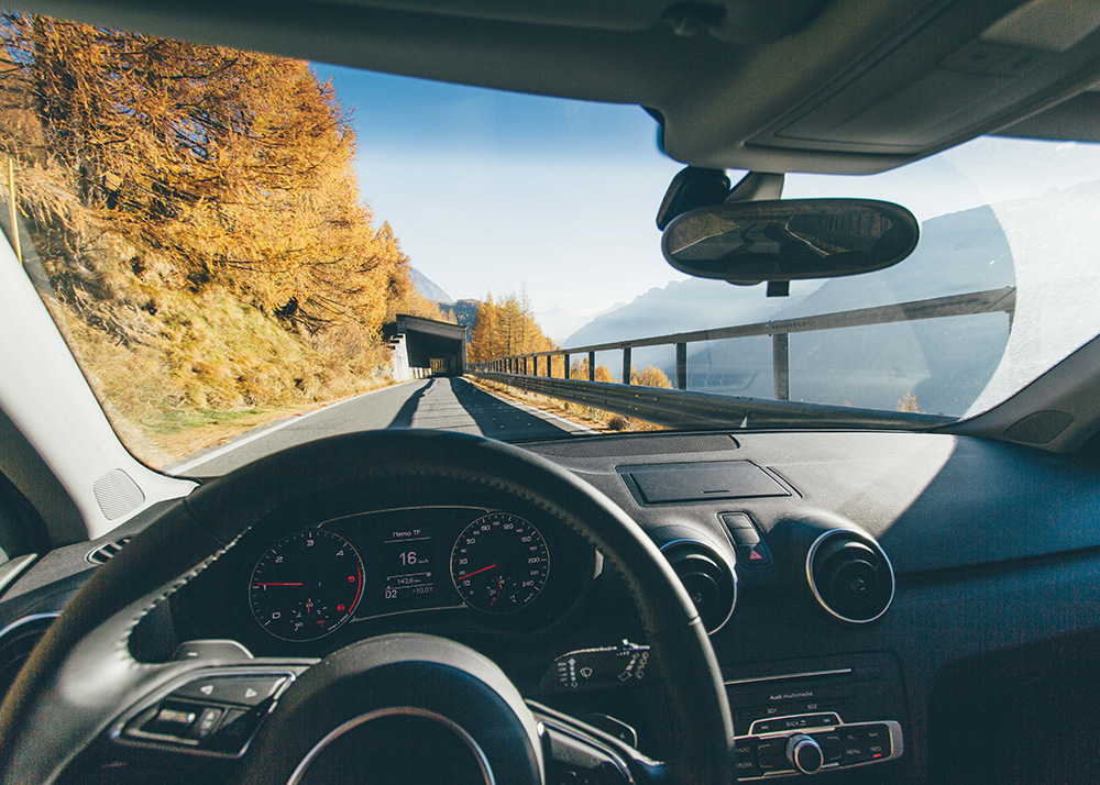 driving on a mountain road