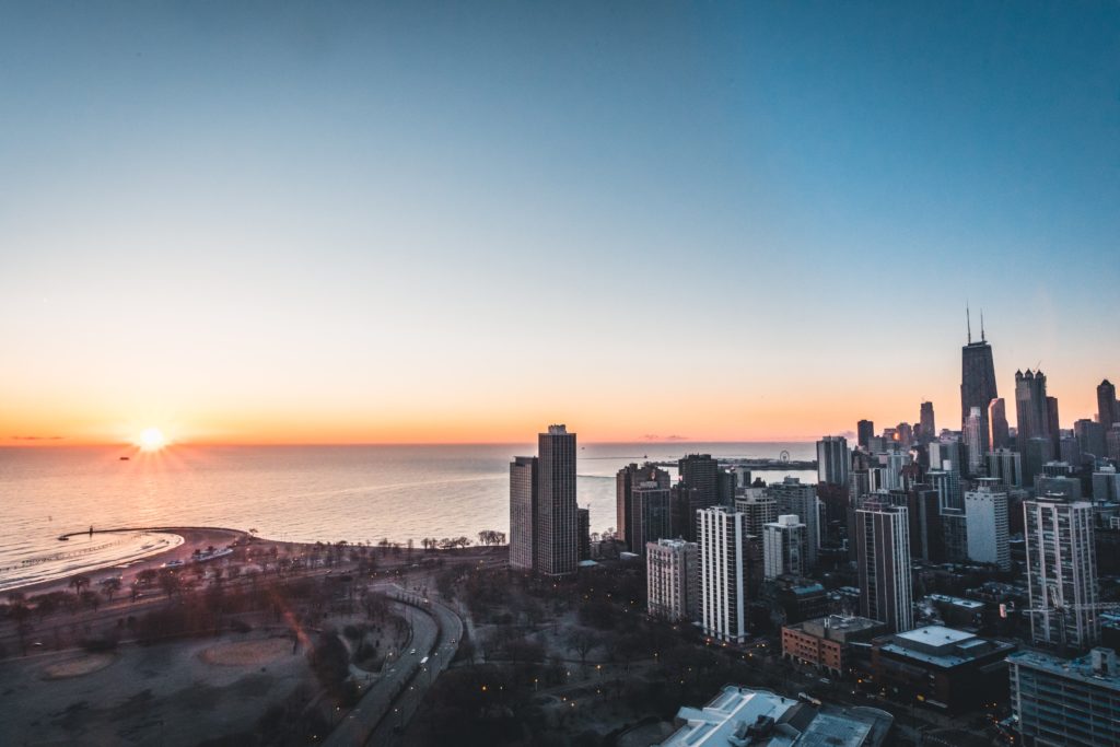 Chicago skyline with water