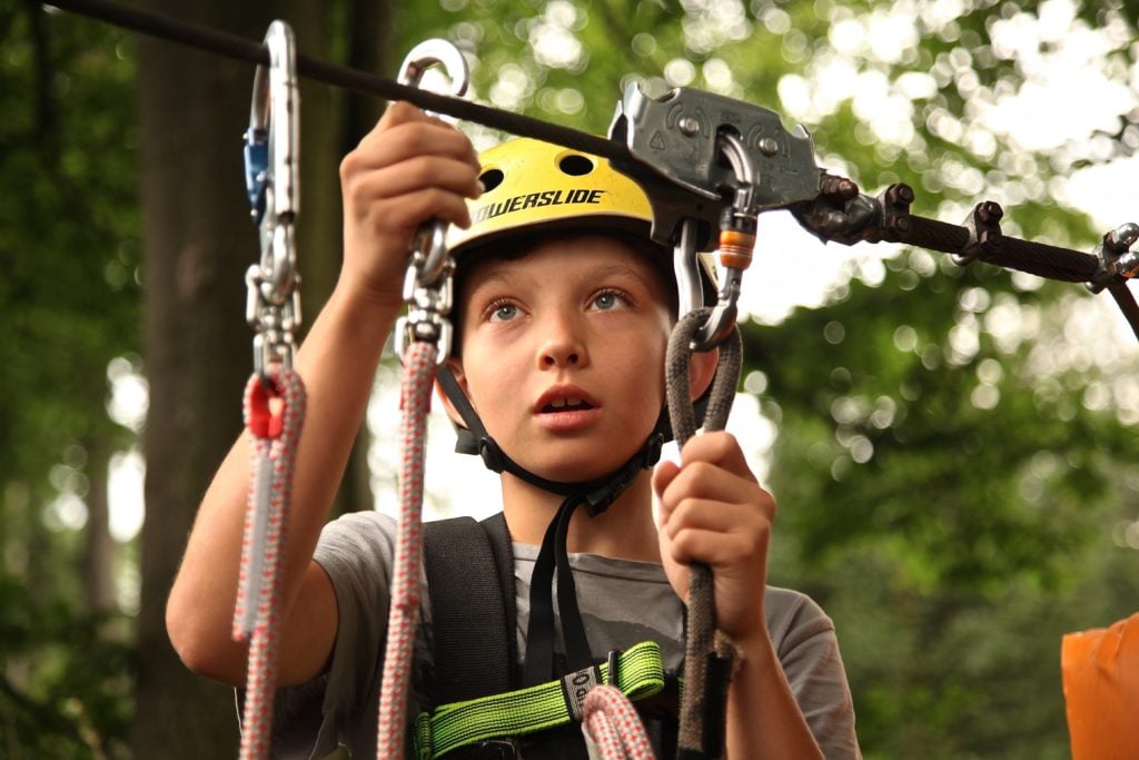 Child on a zip line 