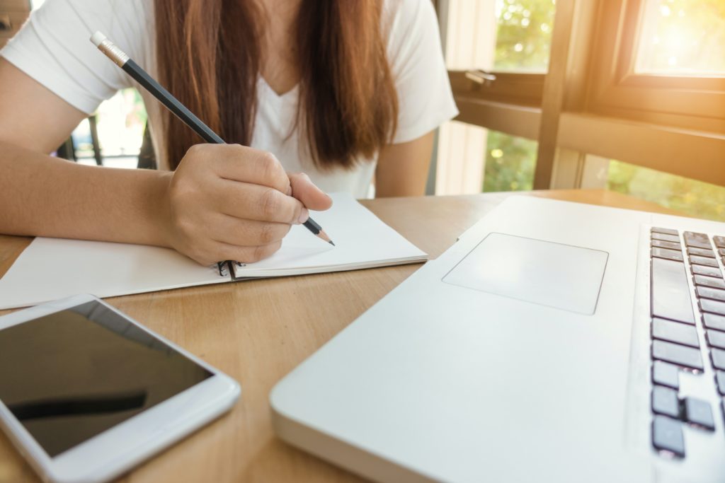 Girl doing schoolwork