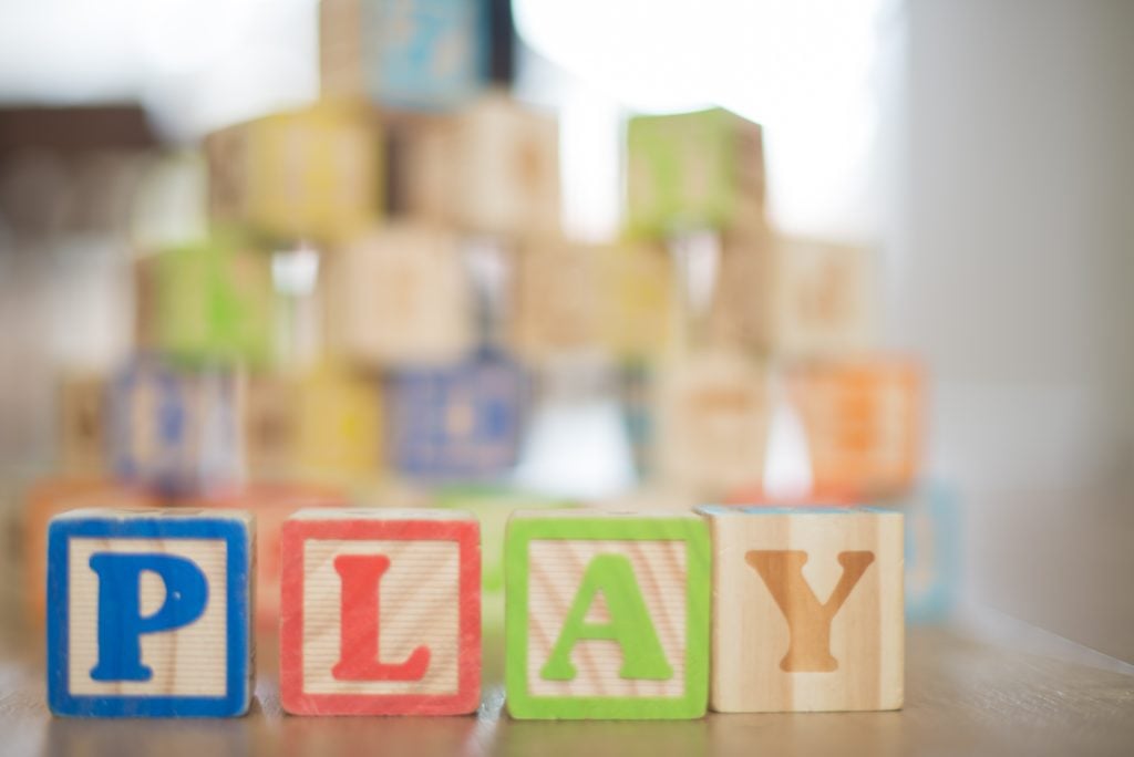 Play spelled with blocks