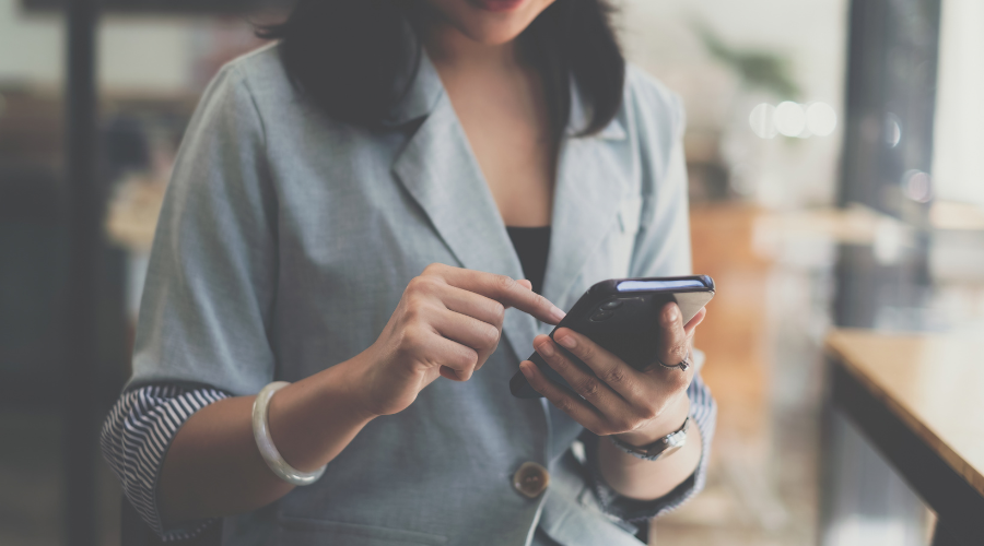 person looking at cell phone