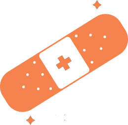 A bandaid sparkles in Bitner-Henry orange