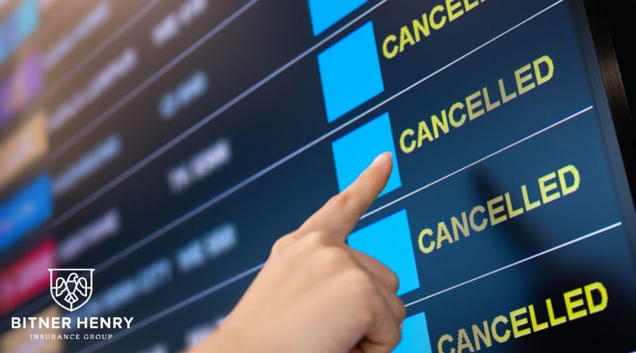 A hand points to a sign that says "cancelled". The Bitner Henry logo is in the bottom left.