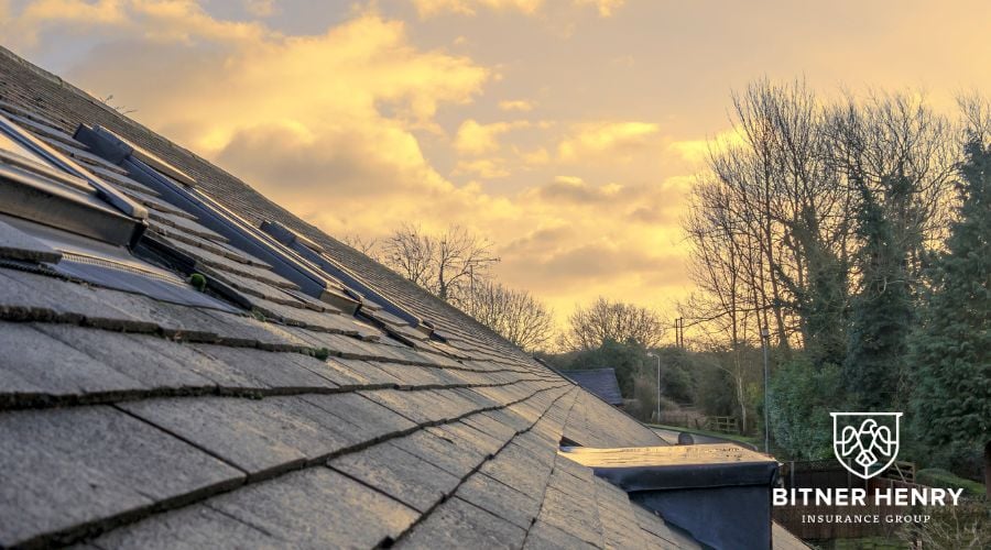A roof at sunset, the Bitner Henry Insurance