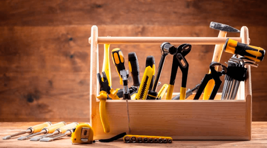 A carpentry toolbox with Maryland insurance protection