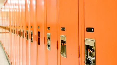 orange row of lockers orange row of lockers