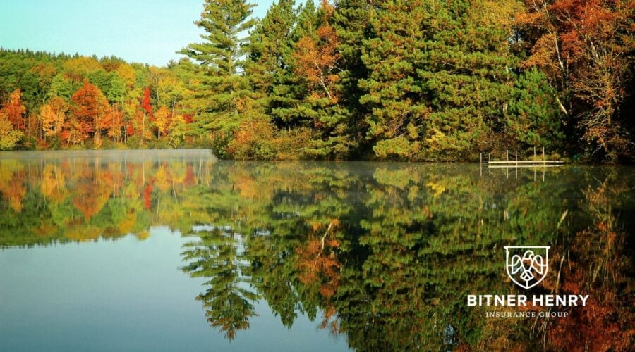 A lake in Minnesota, surrounded by trees. The Bitner Henry logo is in the bottom right.