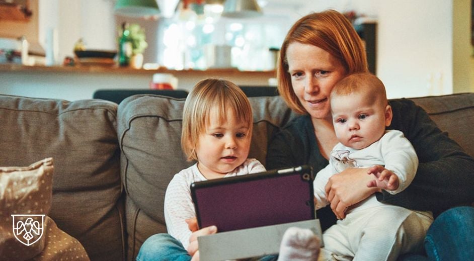 Mom and Kids with computer