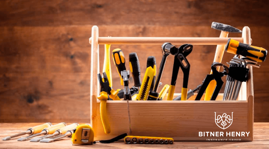 A toolkit with tools for carpenters