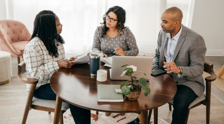 People in human services have an insurance meeting